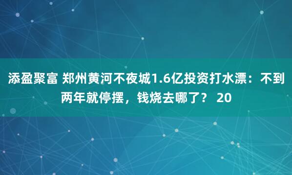 添盈聚富 郑州黄河不夜城1.6亿投资打水漂：不到两年就停摆，钱烧去哪了？ 20